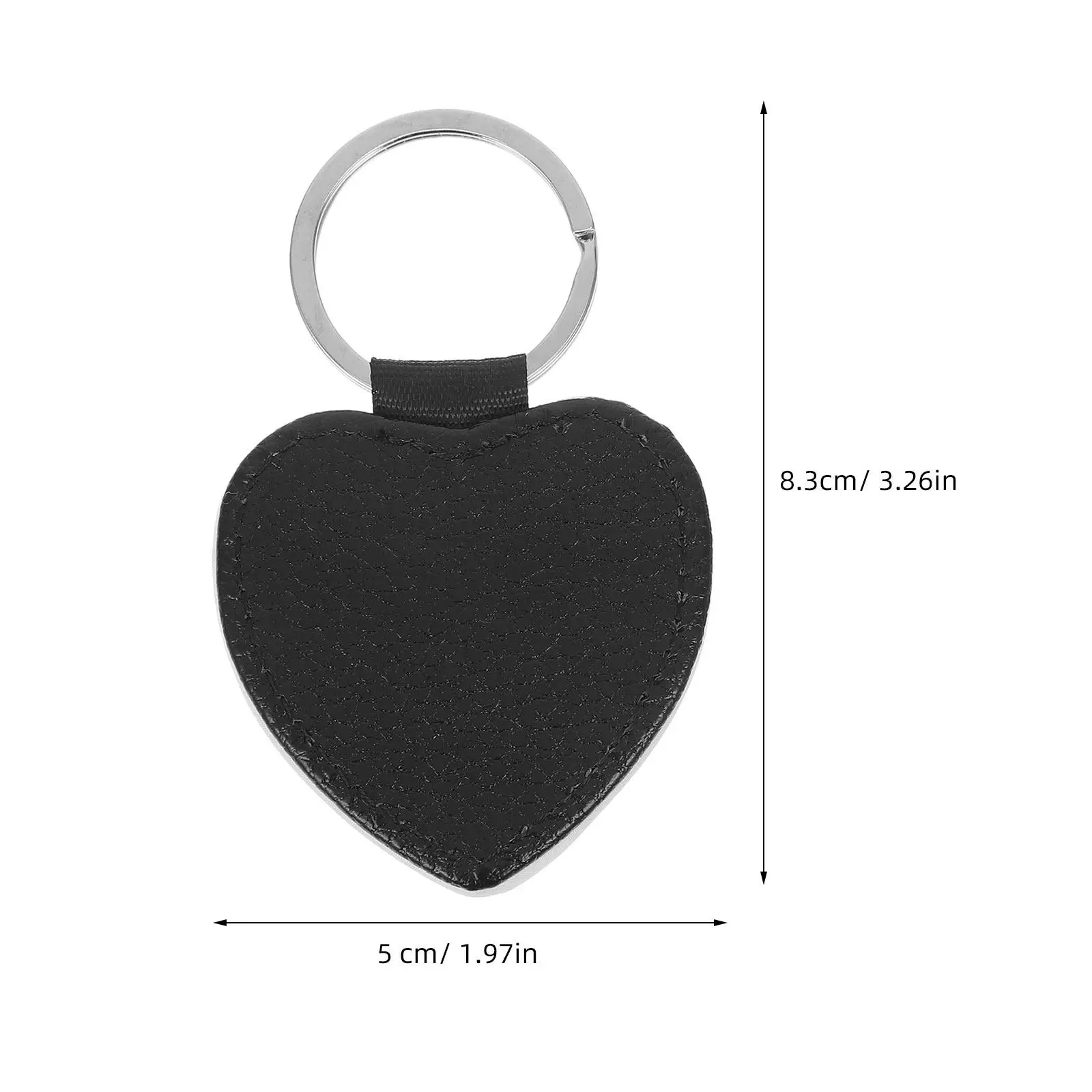 2Pcs Litchi Pattern PU Sublimation Keychains Blank Heart Keyring DIY Craft Supplies Double Side Heat Transfer Ornament