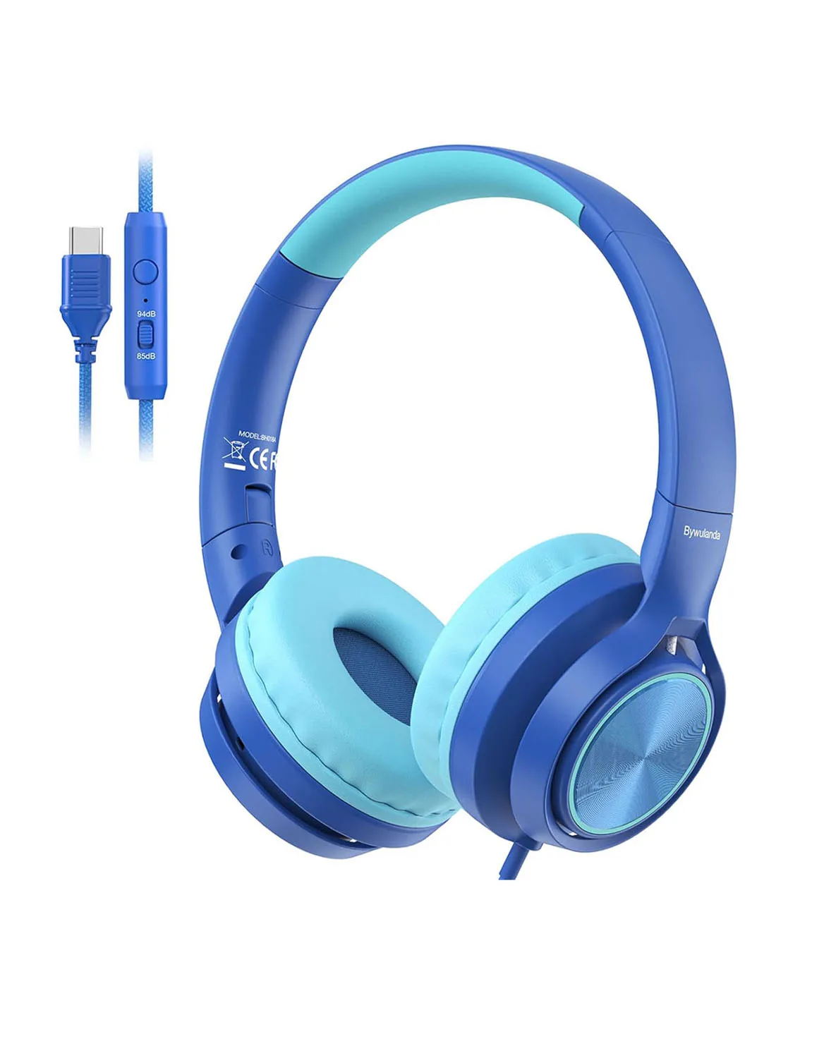 

Upgrade USB-C Kid Headphone with Microphone, Safe Volume Limiter 85/94dB, Foldable Over Ear Wired Headphones for Toddlers/Teens