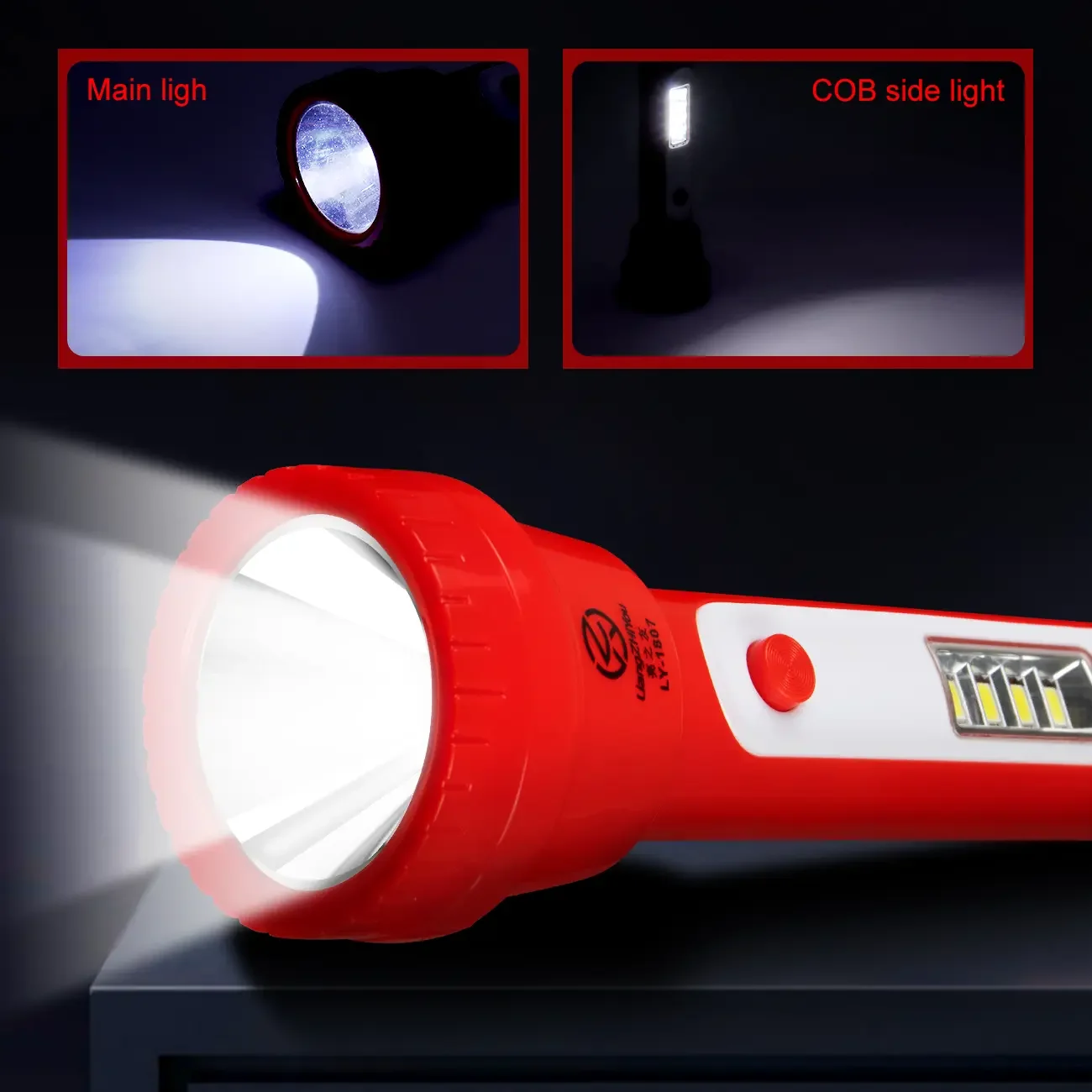 AODTOSIP ไฟฉาย LED Super Bright USB ชาร์จ COB ด้านข้างสําหรับเด็กกลางแจ้ง Camping Hiking โคมไฟ