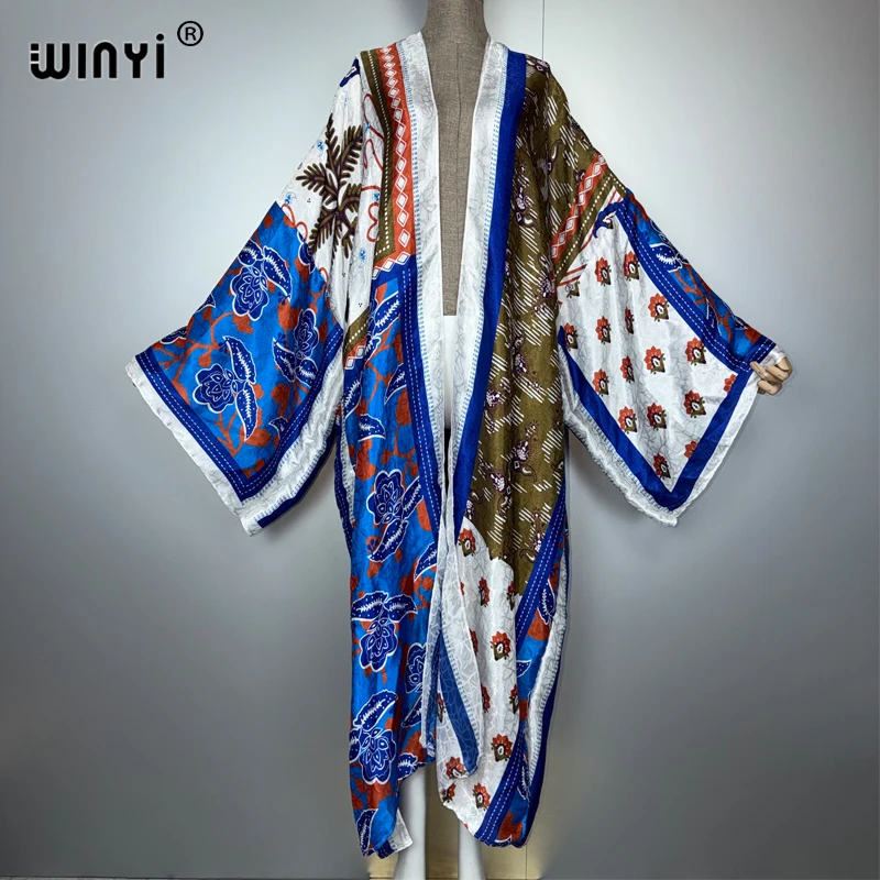 WINYI Africa boho Kimono aperto sul davanti Abiti caftano donna musulmana Cardigan abiti da spiaggia copricostume da spiaggia maxi cappotto da festa