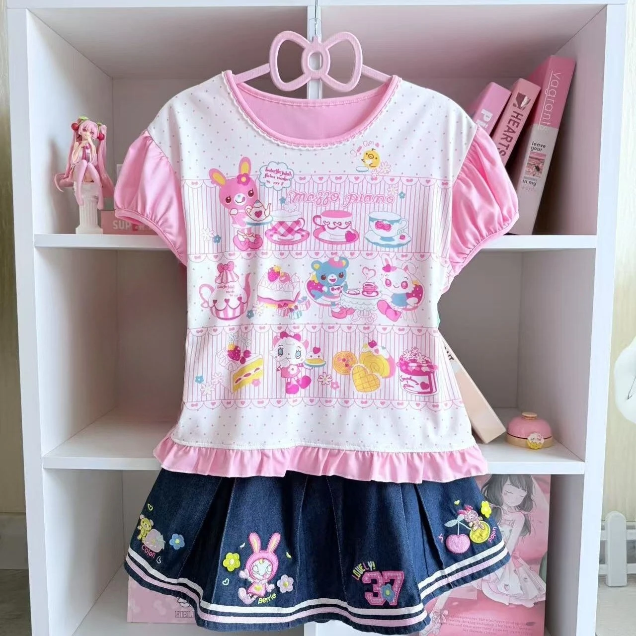 Japanese Kawaii Short Sleeve T-shirts Women Casual Y2k Crop Top 2000s American Vintage T Shirts Printed Subculture Tees for Girl