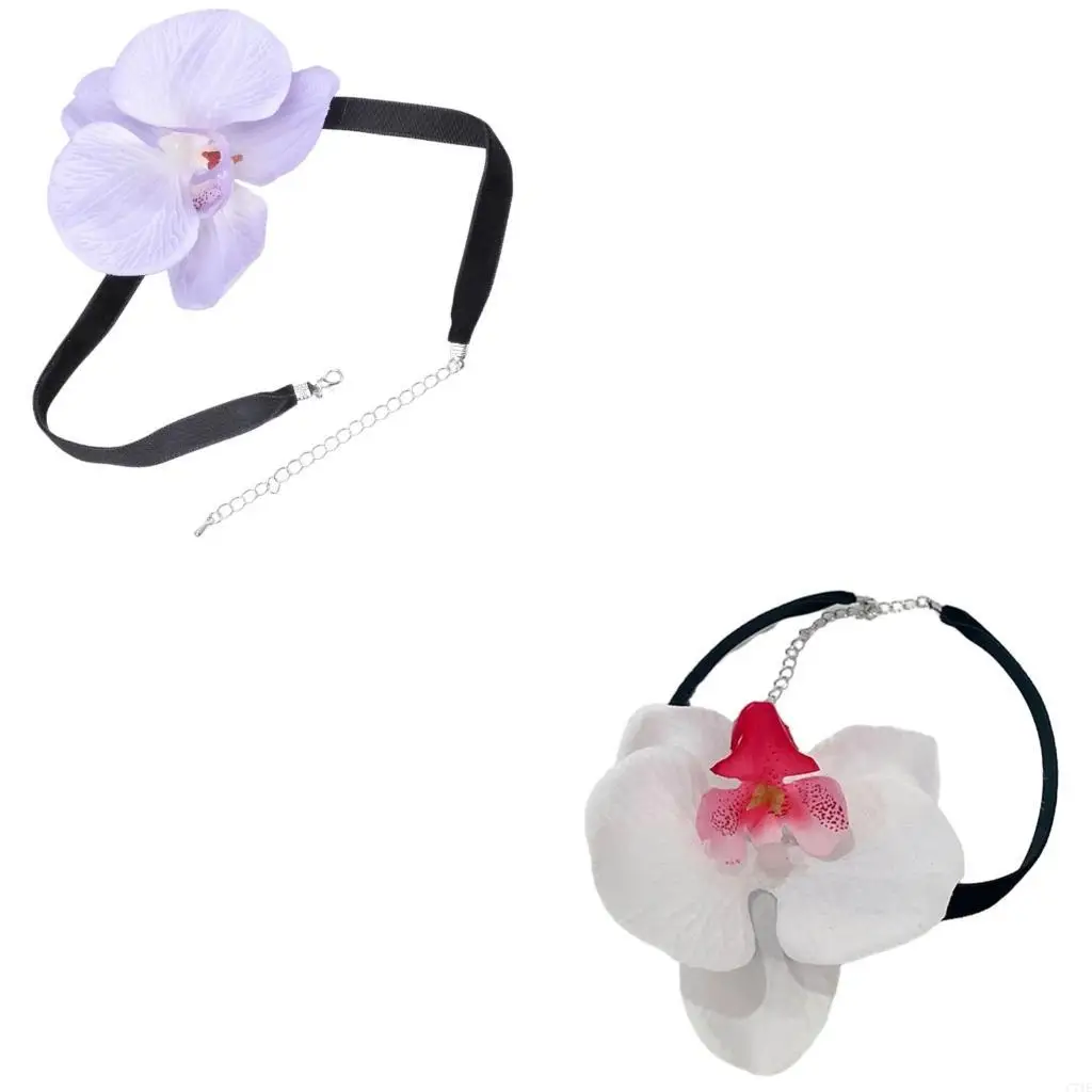 

Phalaenopsis Choker Necklace Simulation Flower Neckchain Eye Catching Accessory