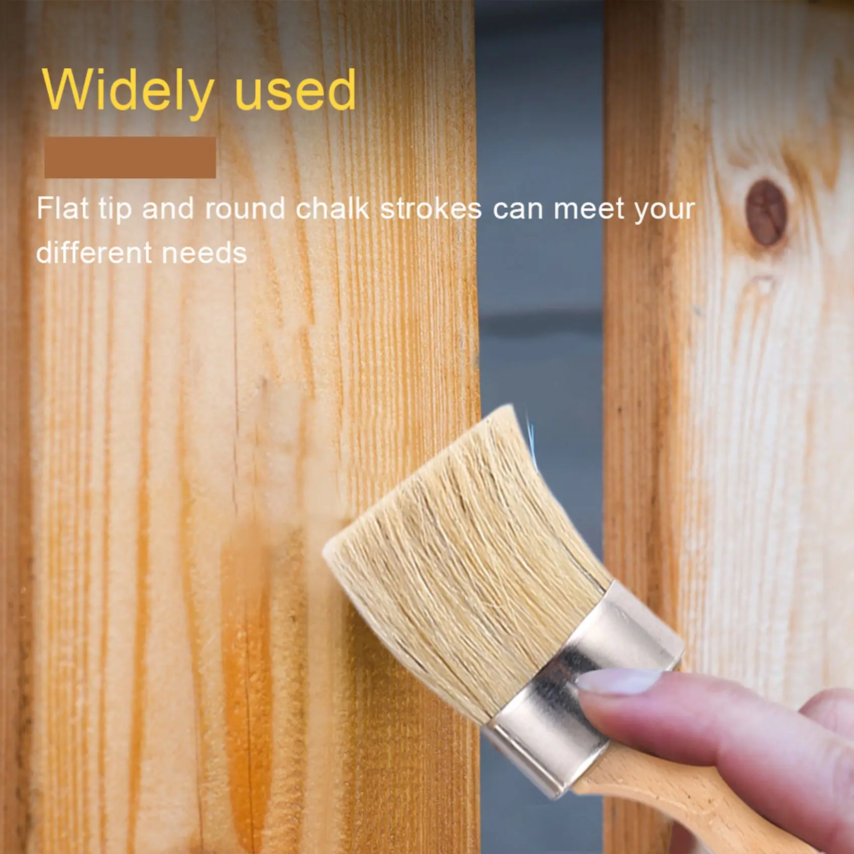 & แปรงทาสีขี้ผึ้งสำหรับเฟอร์นิเจอร์-ทาสี DIY และเครื่องมือแว็กซ์, สีนม, Stencils, ขนแปรงธรรมชาติ (4ชิ้น)