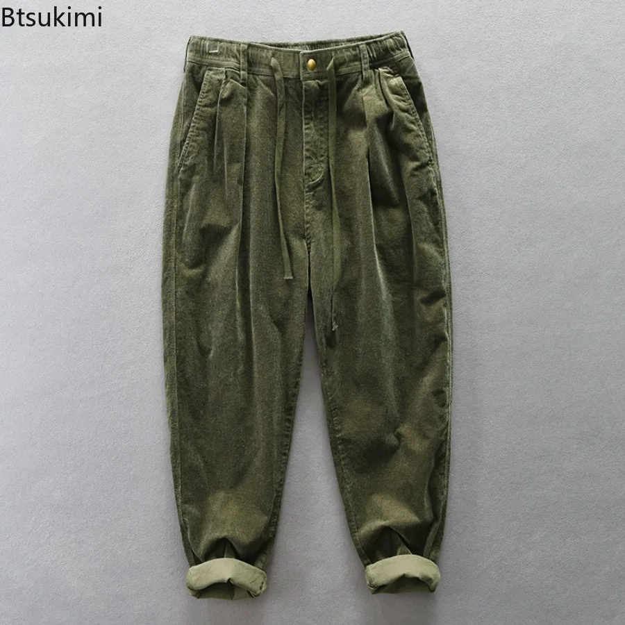 Pantaloni di velluto a coste vintage primavera autunno per uomo Pantaloni larghi casual con coulisse Pantaloni larghi a gamba larga Pantaloni maschili Hip Hop Streetwear