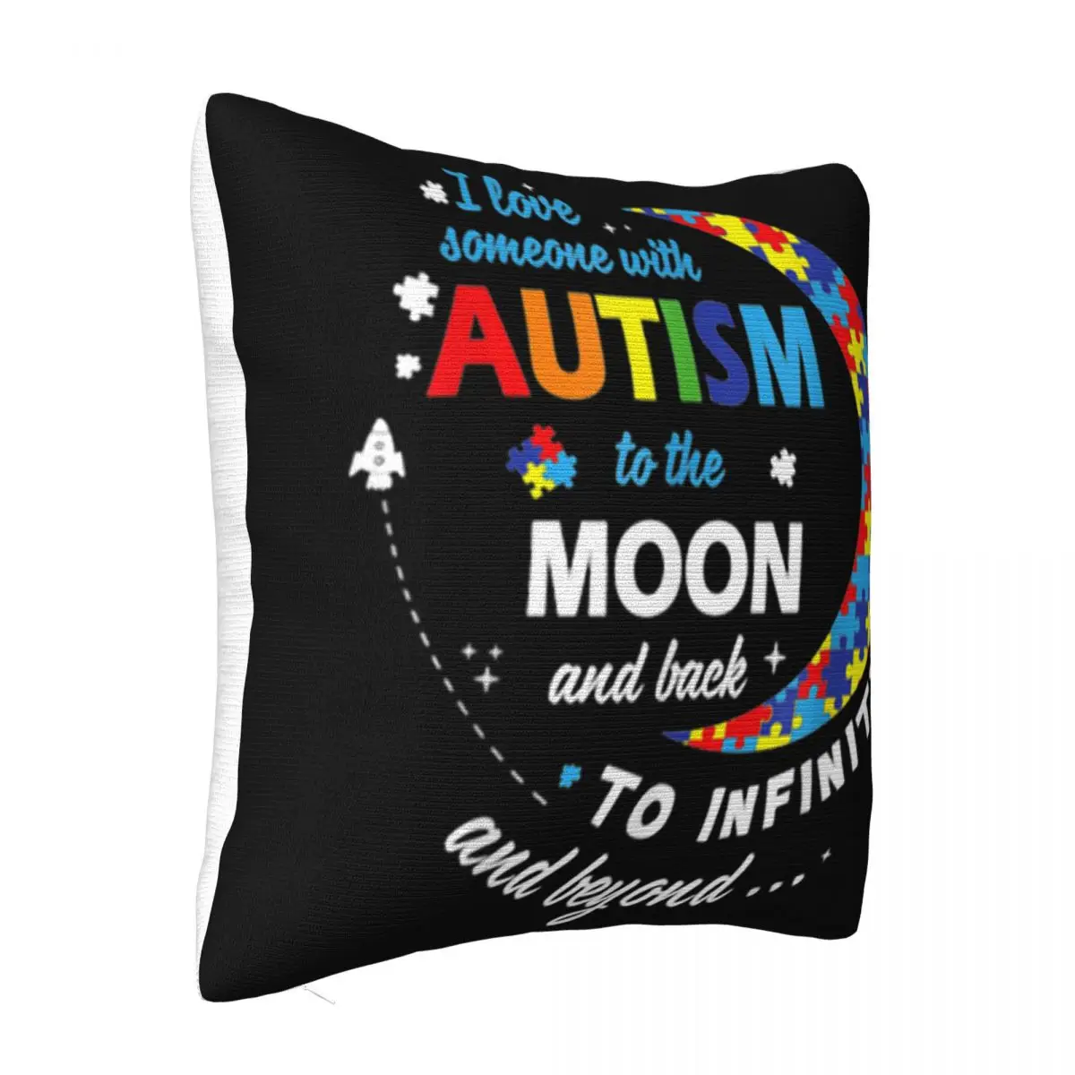 I Love Someone With Autism To The Moon & Back 3D Adult Cheap Sale Cartoon Teenage Solid Color Pillow Case