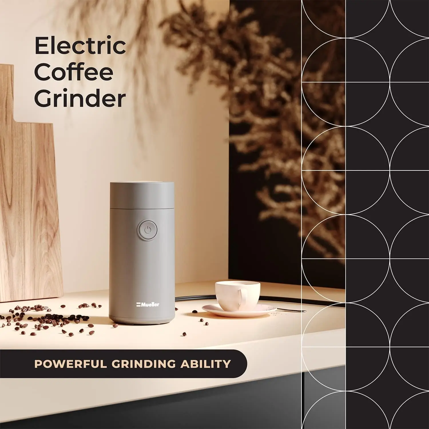 Living Electric Coffee Grinder for Spice, Nut, Herbs and Coffee Beans, Sharp Blade, Stainless Steel - Gray