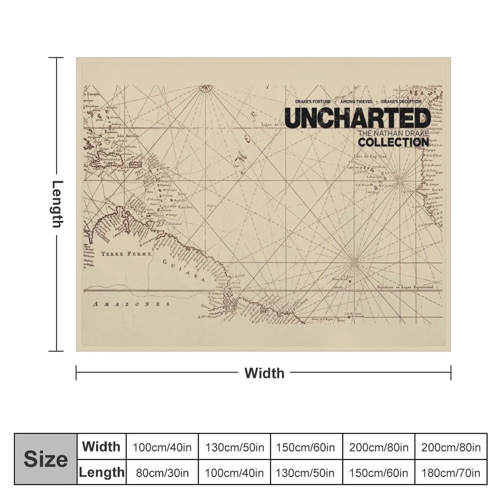 Uncharted Map Design Throw Blanket Bed Fashionable Soft Plaid Large For Decorative Sofa Blankets