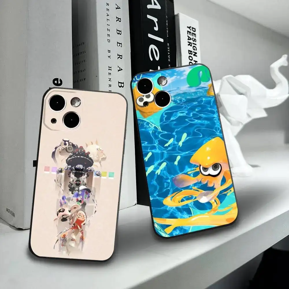 

Game S-Splatoon-n 3 Phone Case For iPhone16,15,14,13,12 Mini 11 Pro XR,X,XS,MAX 7,8 Plus Silicone Cover Soft Black