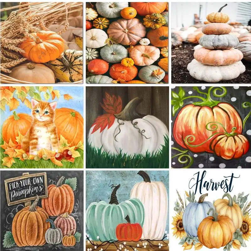 

GATYZTORY DIY Oil Painting By Numbers On Canvas Frameless Acrylic Coloring On Numbers Pumpkin Handpainted Wall Decor Gift For Ad