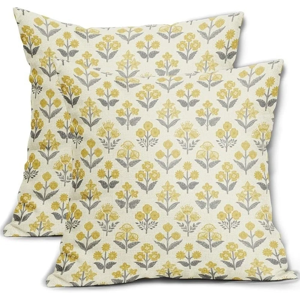 Vintage Floral Style Throw Pillow Cover Bohemian Double Side Pattern Cushion Cover 18x18 Inch Decorative Cushion Case
