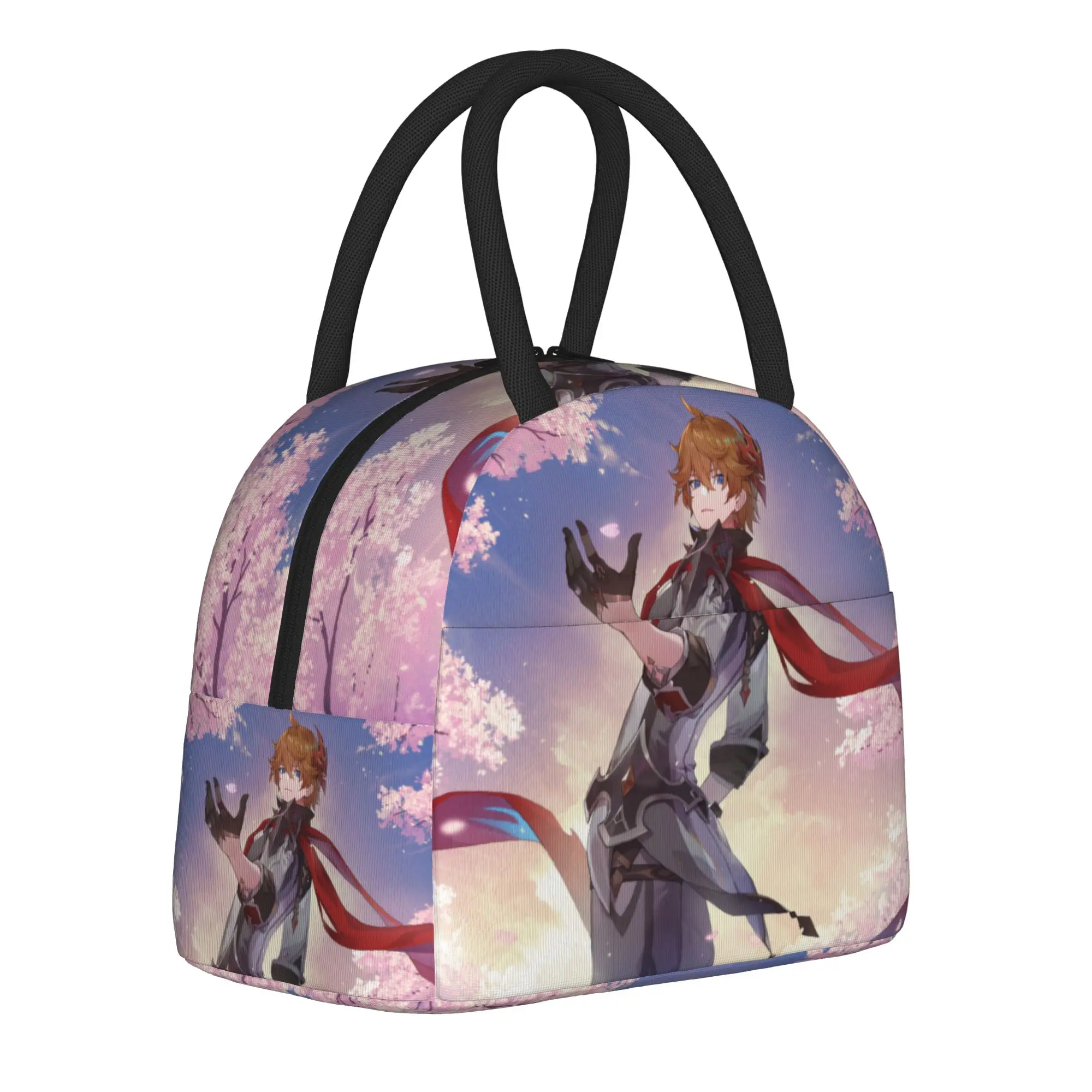 

Термоизолированные сумки для обедов Childe Genshin Impact Tartaglia для путешествий, портативные сумки для еды, термосумки для мужчин и женщин, термоконтейнер для обедов