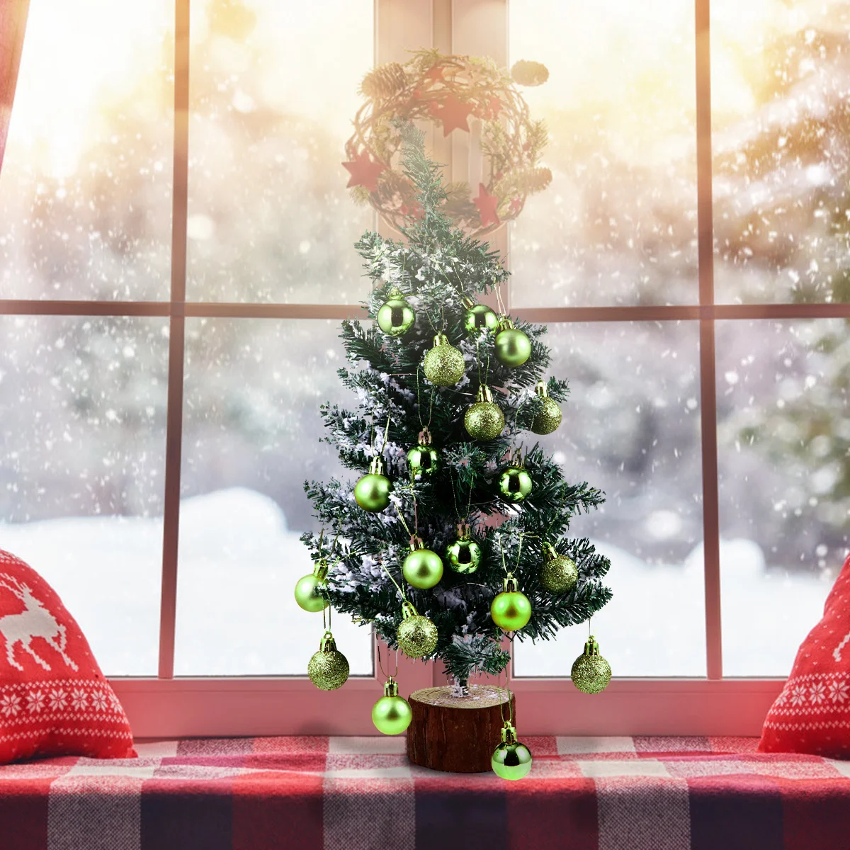 

48Pcs Christmas Ball Ornaments Easy to Hang Storage Box Included Xmas Tree Home Office Cafe Mall Party Decorative Pendent