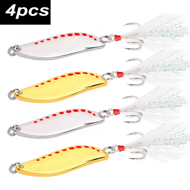 4szt Metal Vib Leech Spinners Spoon Lures 2.5g-25g Sztuczna przynęta Pesca Fishing Lure Hook Tackle Set for Bass Pike Perch