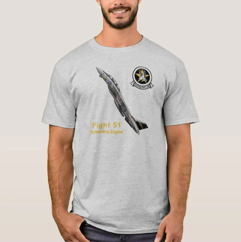 VF-51 Screaming Eagles Squadron F-14 Tomcat Fighter T-Shirt New 100% Cotton O-Neck Short Sleeve Casual Mens T-shirt Size S-3XL