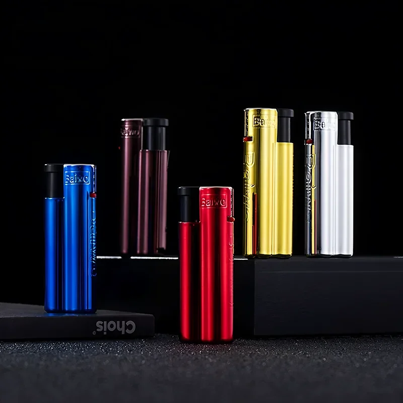 25PCS Metal Windproof Cigar Cigarette Lighter Jet Torch Gas Flames Lighters Smoking Accessory Butane Gadgets for Men Portable view 3