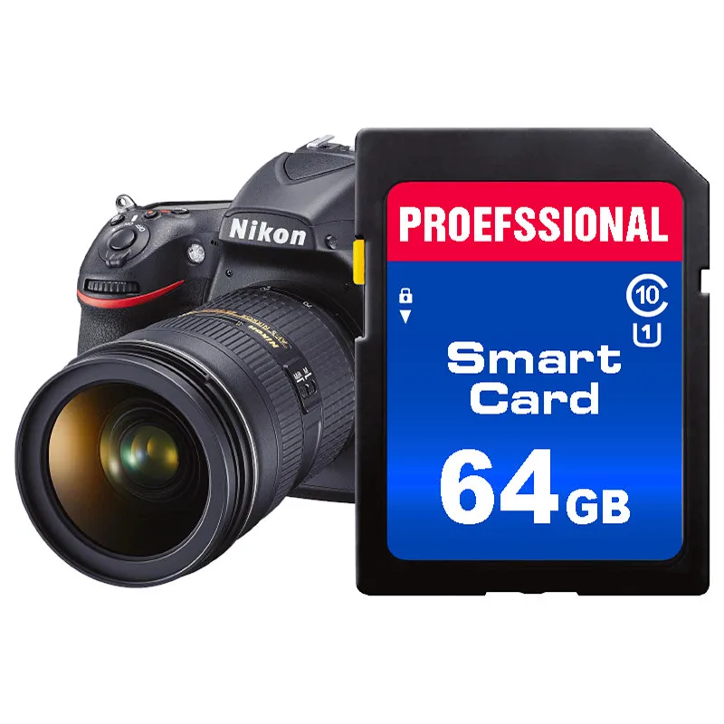 Cartão de memória profissional da câmera, cartão SD, classe 10, C10, UHS-I para câmera DSLR, 128GB, 64GB, 32GB, 16GB, 256GB, 512GB