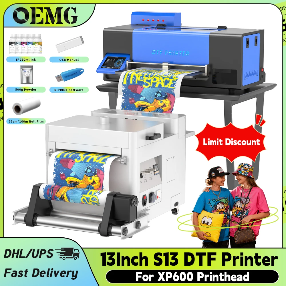 طابعة OEMG S13 DTF A3 طباعة 13 بوصة لرأس الطباعة Espon XP600 مباشرة إلى أكياس طابعة الأفلام آلة طباعة الملابس والقمصان
