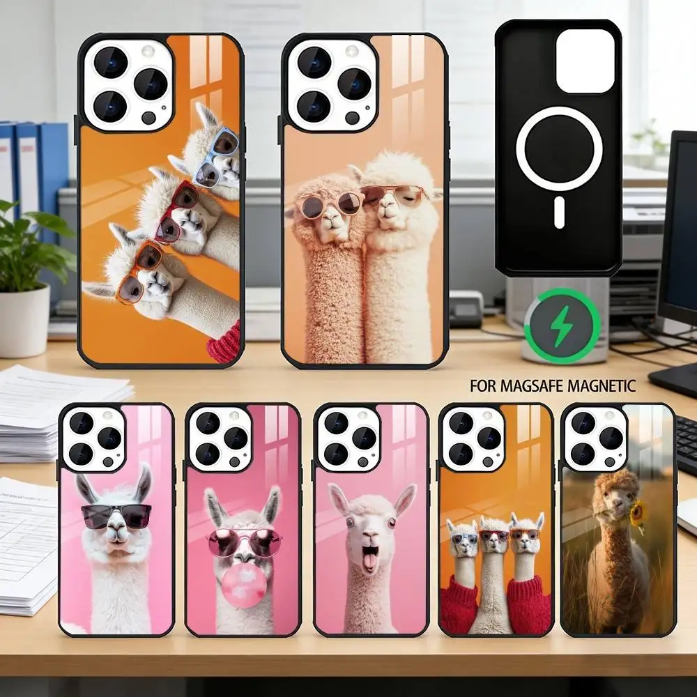 

F-Funny A-Animals A-Alpaca Phone Case For iPhone17,16,15,14,13,12,11 Plus,Pro Magnetic with Magsafe Wireless Charging