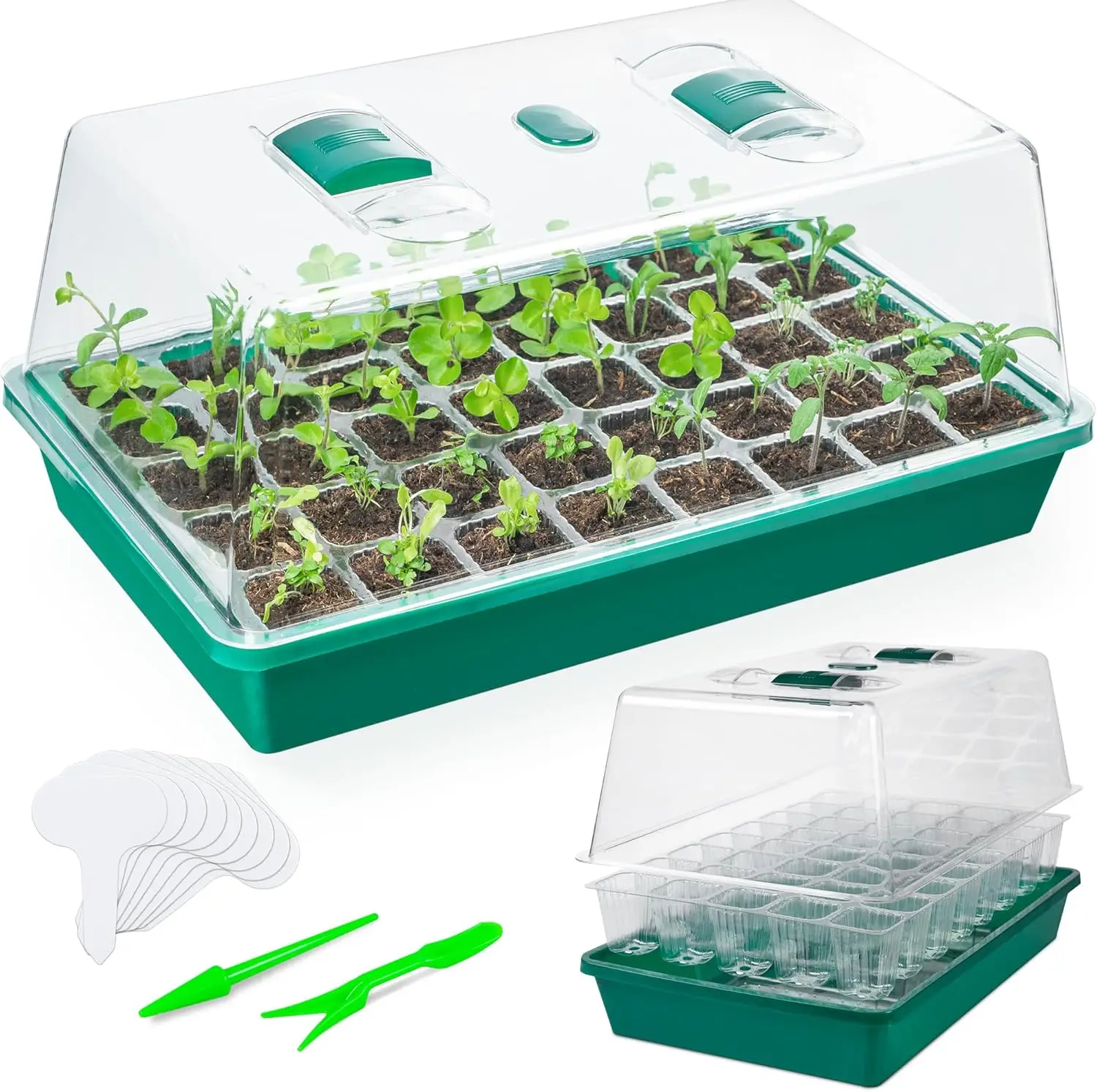 

Seed Starter Tray - Seed Starting Tray with Hard Plastic Humidity Dome and 40 Cells for Seedlings - Plant Germination Tr