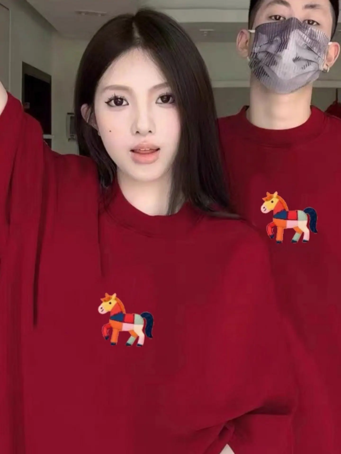 

Loose Fit ort Sve T-irt Cartoon Design Casual Cotton Top for Women Comfortable Breathable Faionable Streetwear