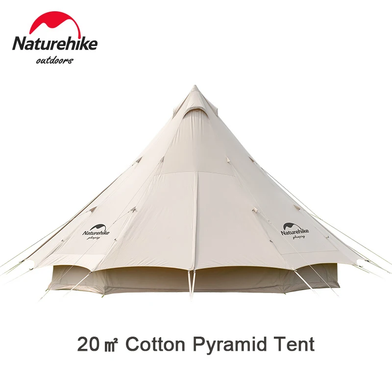 

Naturehike-Brighten20 Cotton Pyramid Tent, Outdoor Camping, Large Cloth Tent, Sun Shelter, 4-8 Person, NH20ZP012