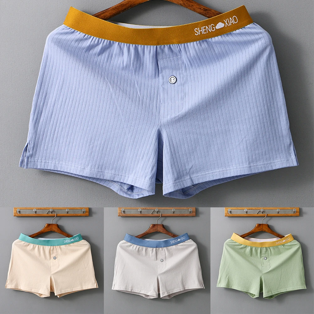 Men's Panties Cotton Solid Color Breathable Boxers Shorts Men Underwear Trunks Homewear Loose Boxer Shorts And Underpants