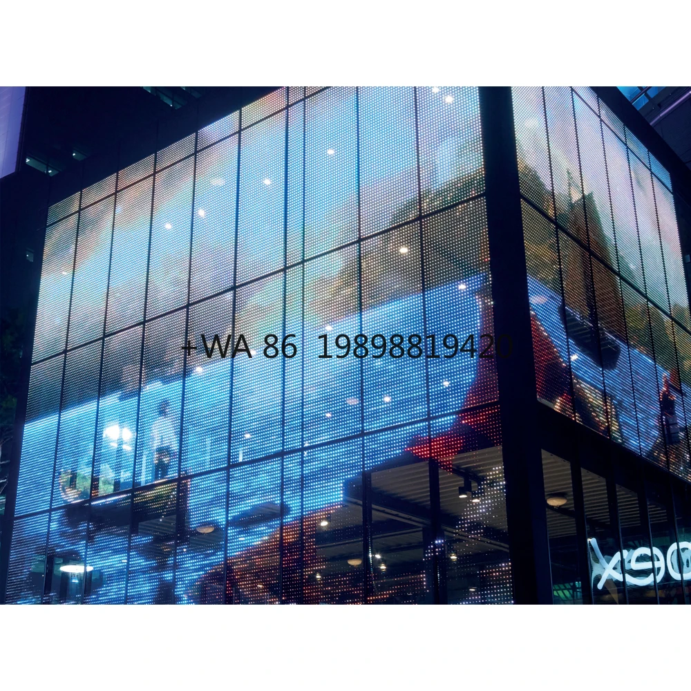 Customizable Adhesive Transparent LED Film Screen Shopping Mall Window Film P10 Smart Display with HDR10+ and 4K/8K Resolution