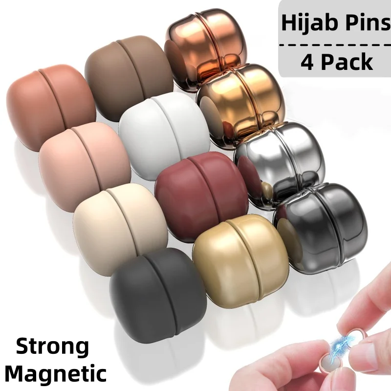 

Strong Magnetic Hijab Pins,4/2 Pack Multi-Use Pinless Hijab Pin,Magnet Pins Scarf No-Snag Brooch Clasp for Clothes Dress Scarves