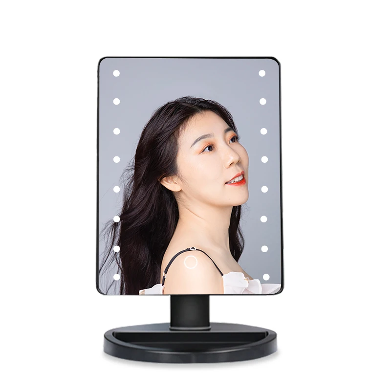 Missmeeca Desktop Led 180 Graden Spiegel Met Instelbare Helderheid Slimme Sensor Swith Spiegel Met Opslagruimte Make-Up Spiegel