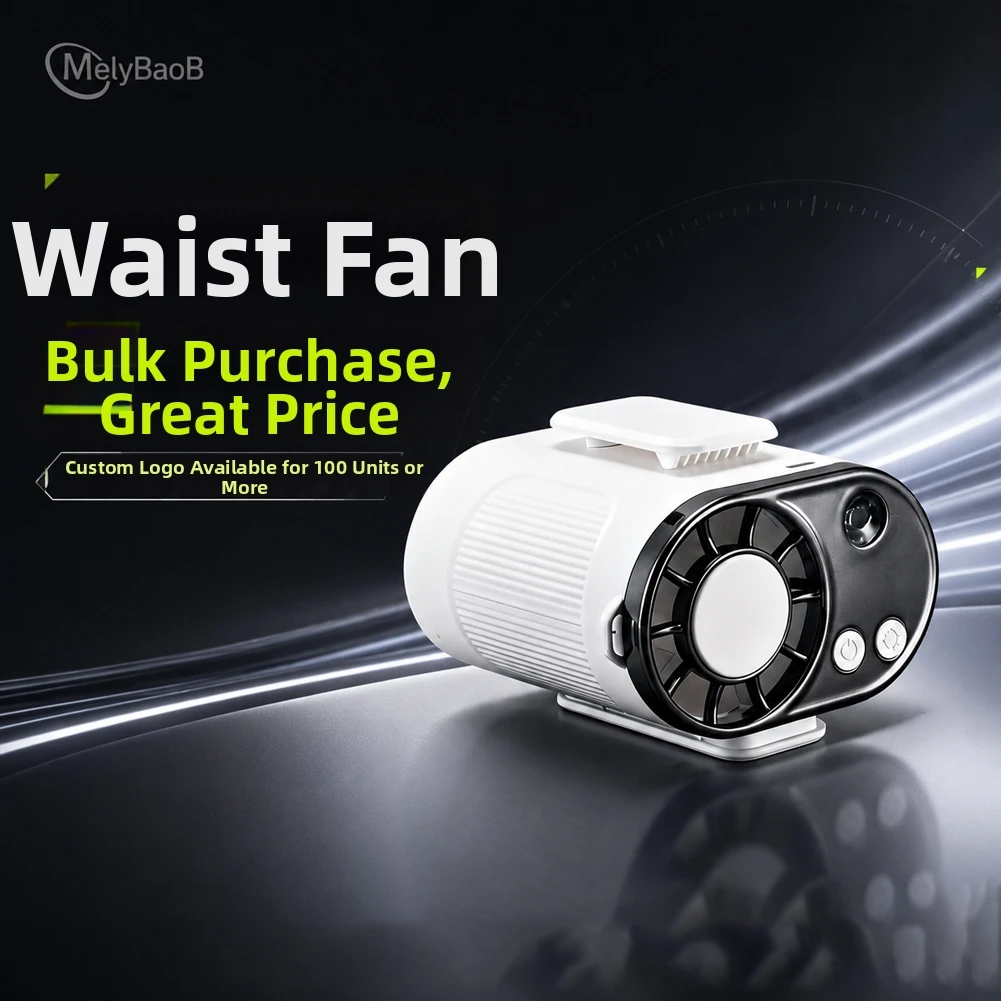 MelyBaoB 10000mAh Waist Fan 5 Speed LED Light Portable Clip-on Rechargeable Wearable Air Cooler for Outdoor Work Camping Hiking