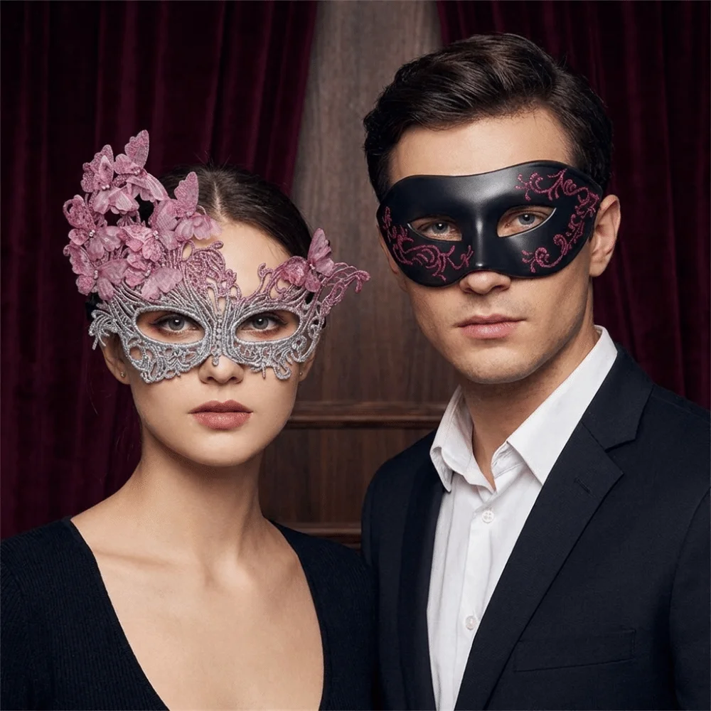 Funny Multicolor Half-Face Lace Mask Cosplay rhinestone Masquerade Mask Seductive Style Masquerade Butterfly Mask Women's Event