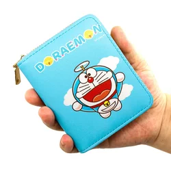 Doraemon-Porte-monnaie Kawaii pour femme, porte-cartes avec fermeture éclair, mini porte-monnaie dessin animé mignon, sacs porte-clés