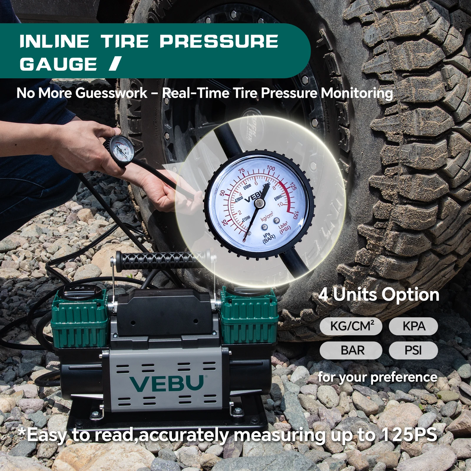 12V Portable Air Compressor Fast 125PSI 10.6CFM Tire Inflator for Off-Road Vehicle Tyres