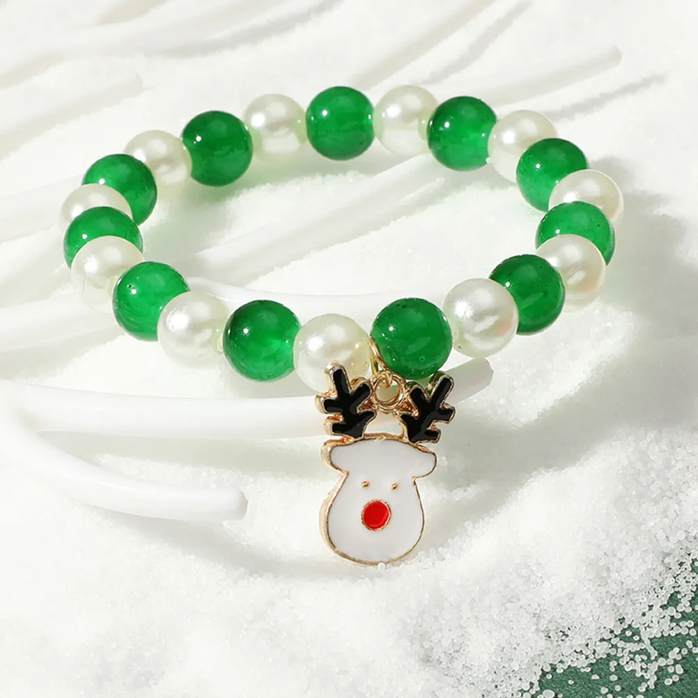 2Pcs Christmas Theme Beaded Bracelet for Women Exquisite Workmanship Festive Wristband Perfect Gift Daily Wear Christmas