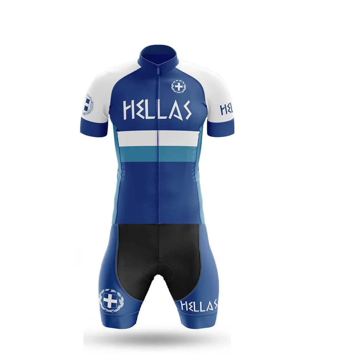 LASER CUT MEN'S CYCLING WEAR CYCLING JERSEY BODY SUIT SKINSUIT WITH POWER BAND Greece NATIONAL TEAM SIZE: XS-4XL