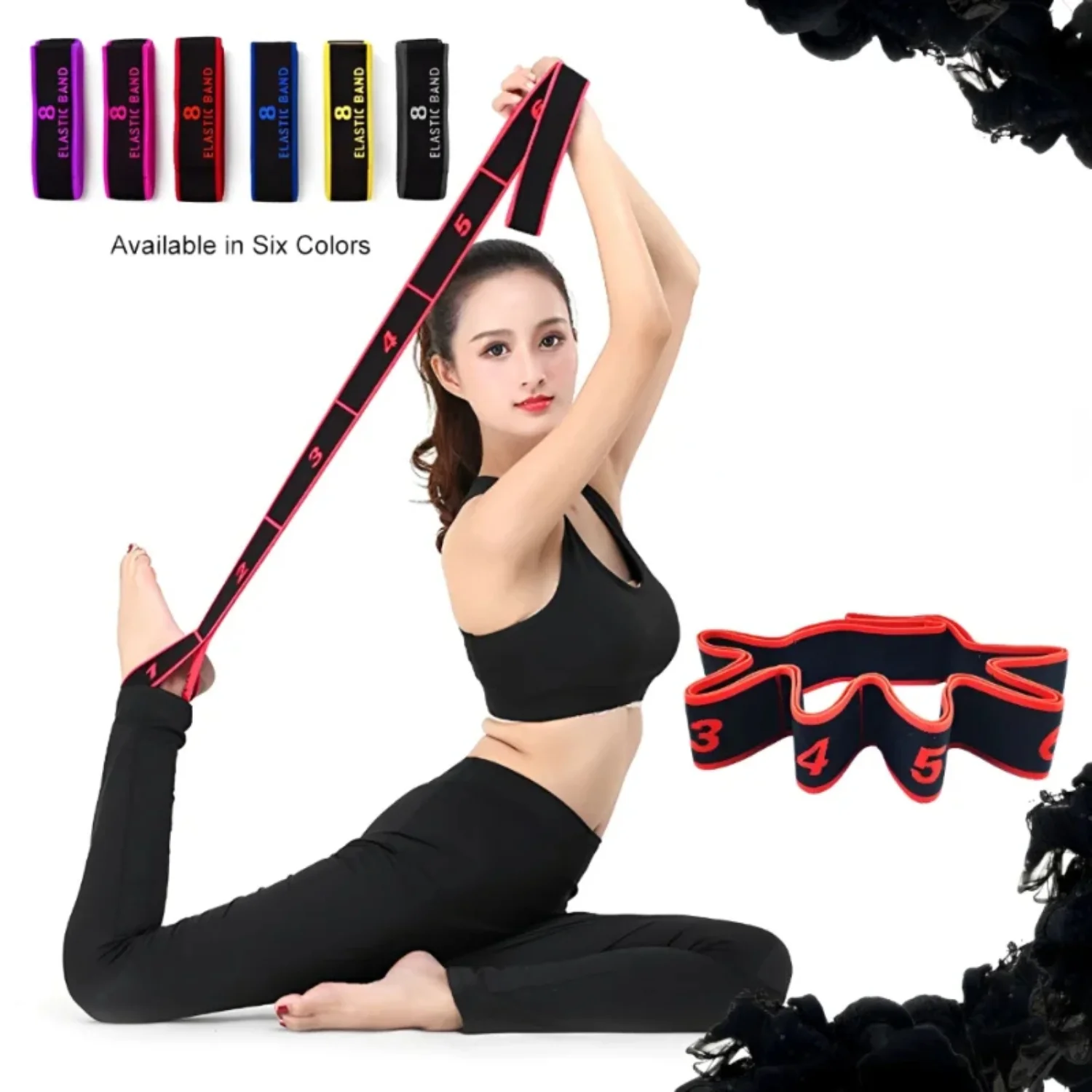 8 Section Style Dance Yoga Stretching Belt Pilates Fitness Tension Digital Elasticity Latin Elastic Stretch Resistance Band