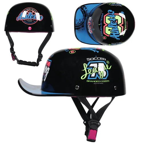 Imagen 2 del producto Casco Retro de motocicleta para hombre y mujer, gorra de béisbol de media cara, unisex, para verano