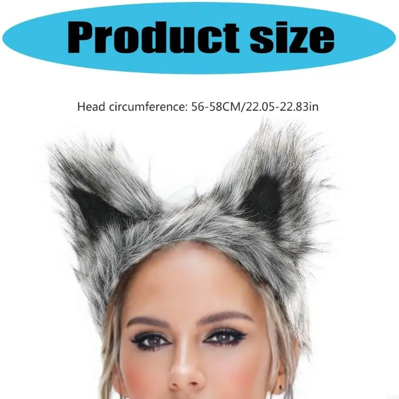 Falas falsas raposas lobo orelhas cabeça para a cabeça orelhas animais cabelo acessórios cabelo f3md
