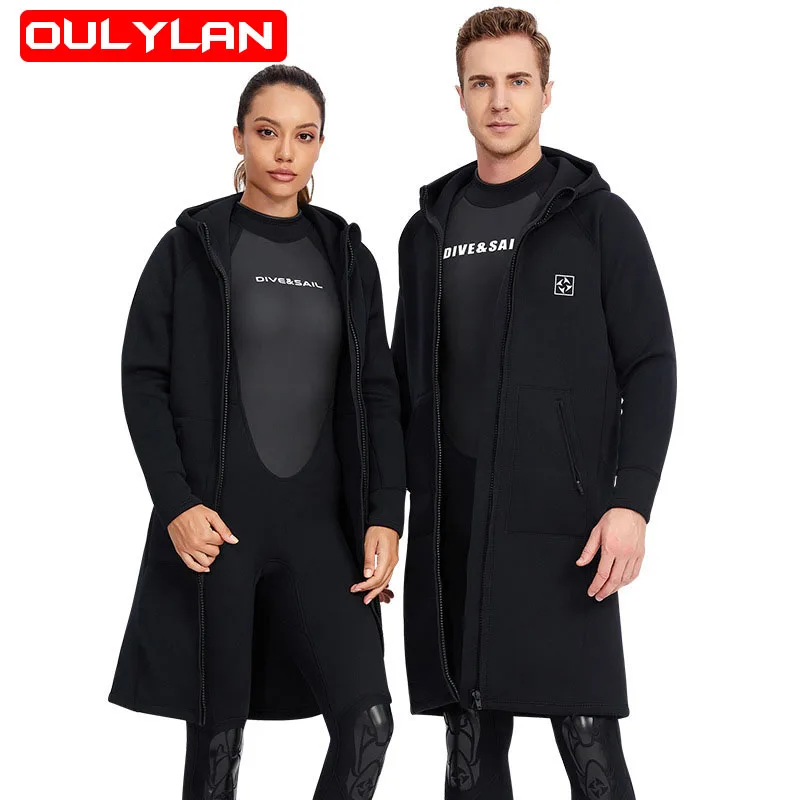 

Oulylan 3MM Neoprene Diving Suit Men's Hooded Warm Windbreaker Paddle Board Sailing Surfing Cloak