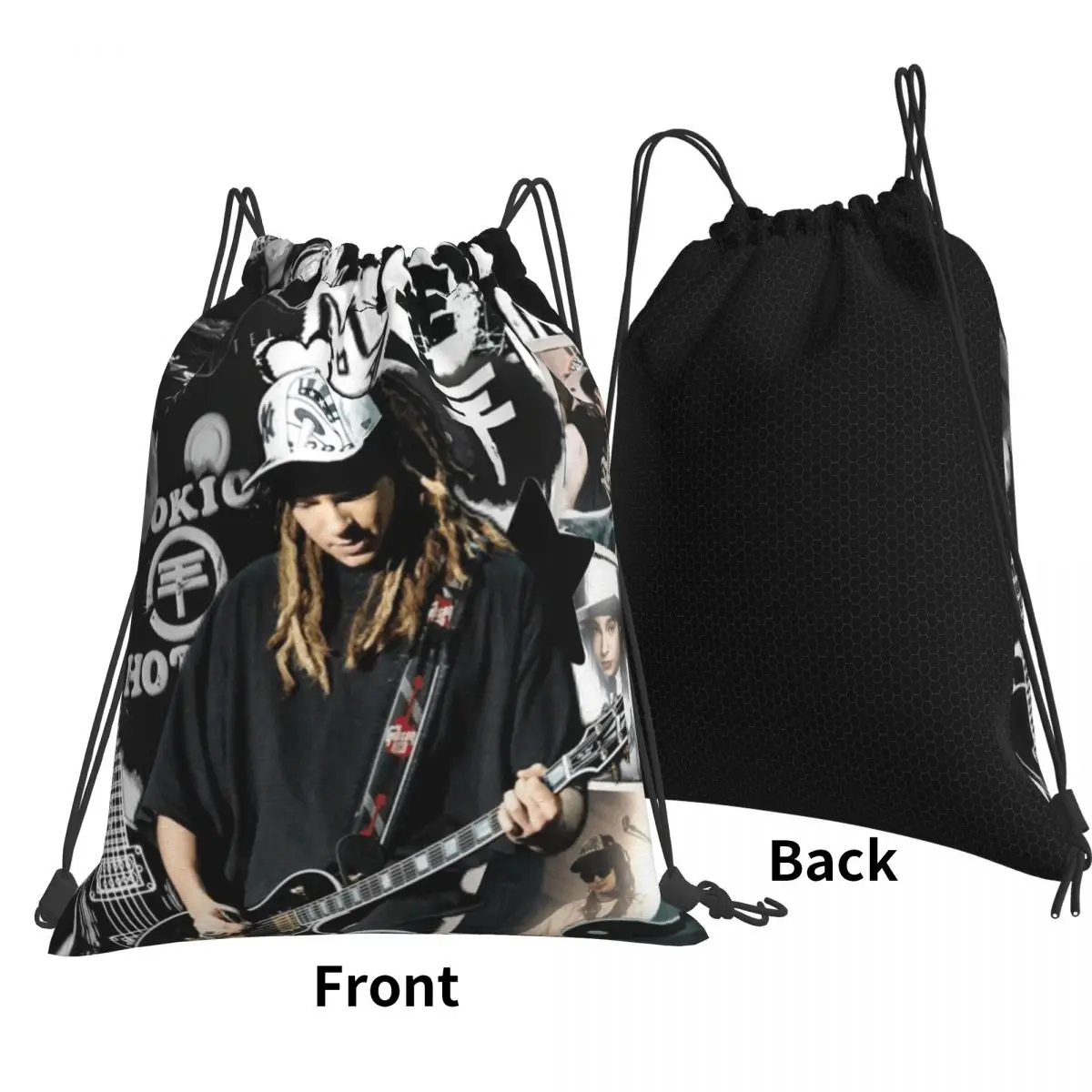Tokio Hotel Tom Kaulitz Music Band Backpacks Casual Drawstring Bags Sports Bag Book Bags for Man Woman School