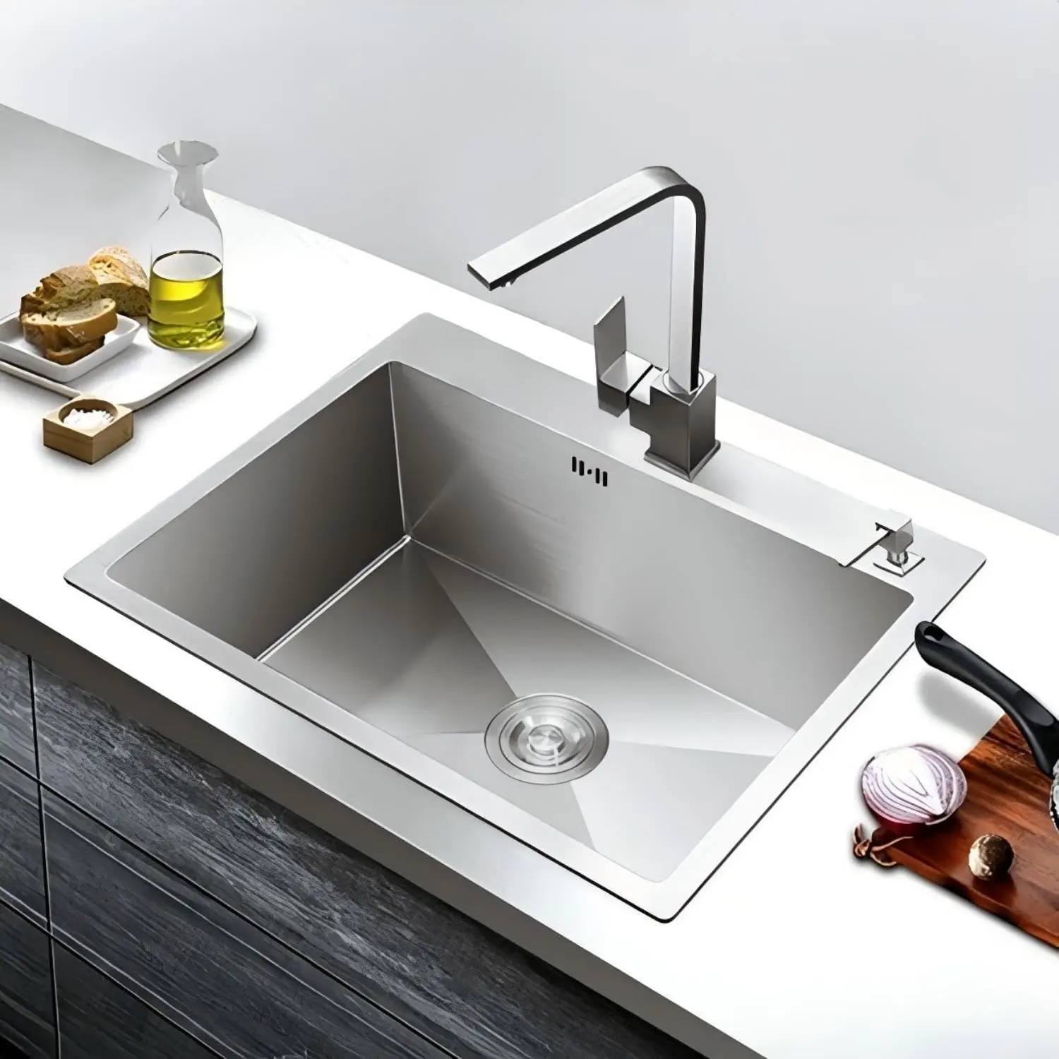 23.6 x 17.7 Inch Kitchen Sink Drop in, Stainless Steel Nano-Coating Kitchen Sinks, 8