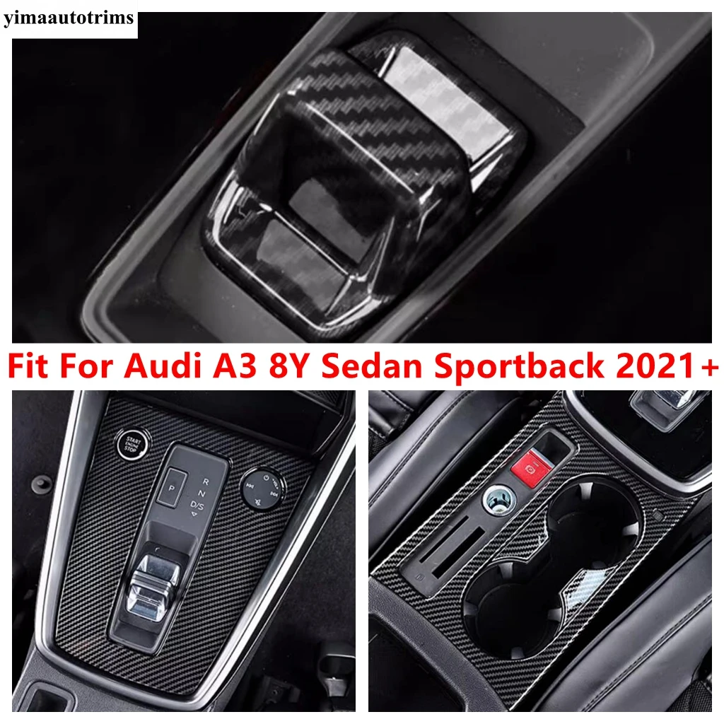 

Central Gear Shift Panel Water Cup Frame / Shifter Knob Head Cover Trim Accessories For Audi A3 8Y Sedan Sportback 2021 - 2024