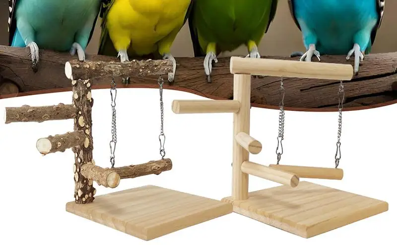 Parrot Perch Wood Stand Non Slip Durable Bird Tree For Budgie Parakeet Toy Supplies Training Stand Pole Interactive Playground