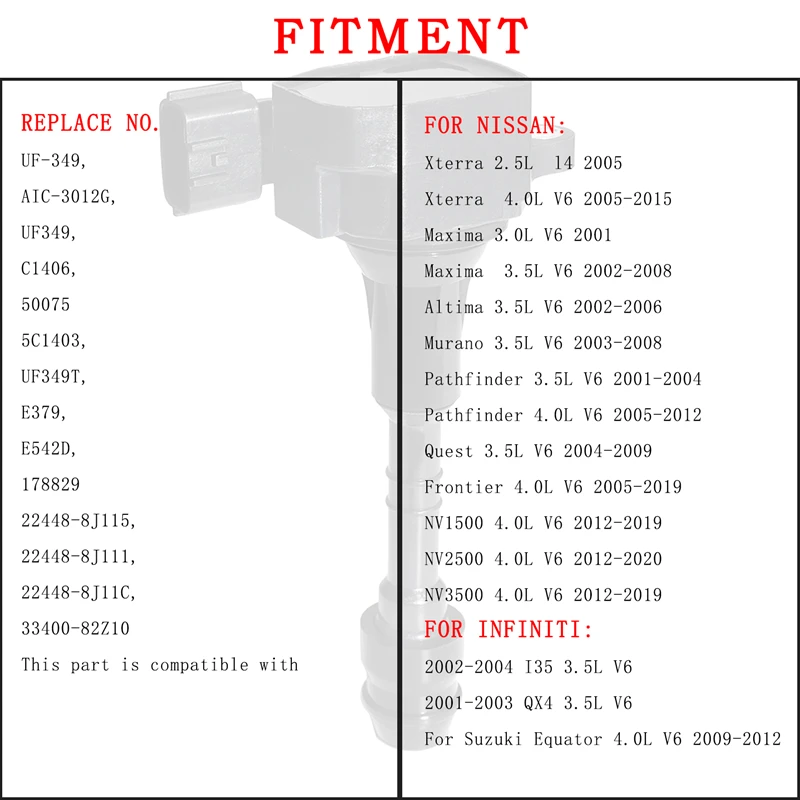 6 Buah Set Kumparan Pengapian Set Set untuk Nissan Maxima Pathfinder untuk Infiniti I35 QX4 Altima Tima Ufuf349