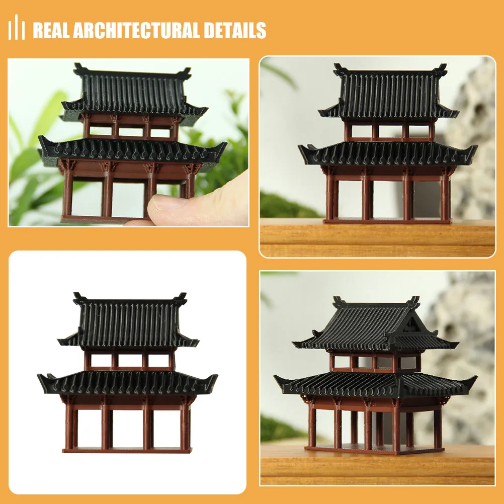 Miniature Pavilion Ornament Small Asian Inspired Pavilion Micro Landscape Decor Vintage Architectural Detail for Terrariums