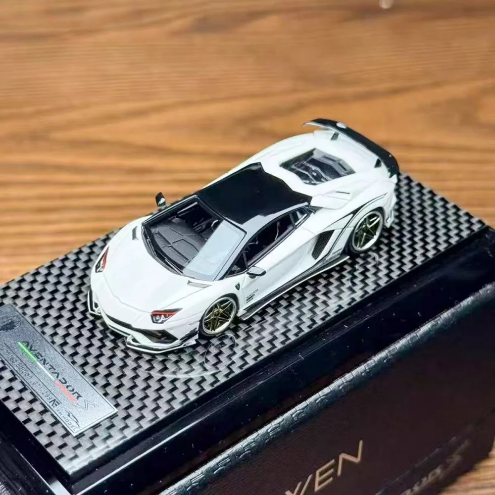 Ready stocks YM 1/64 AventadorS BlackTopPullFlower Limited Edition Alloy Full-Open collectible Car Model