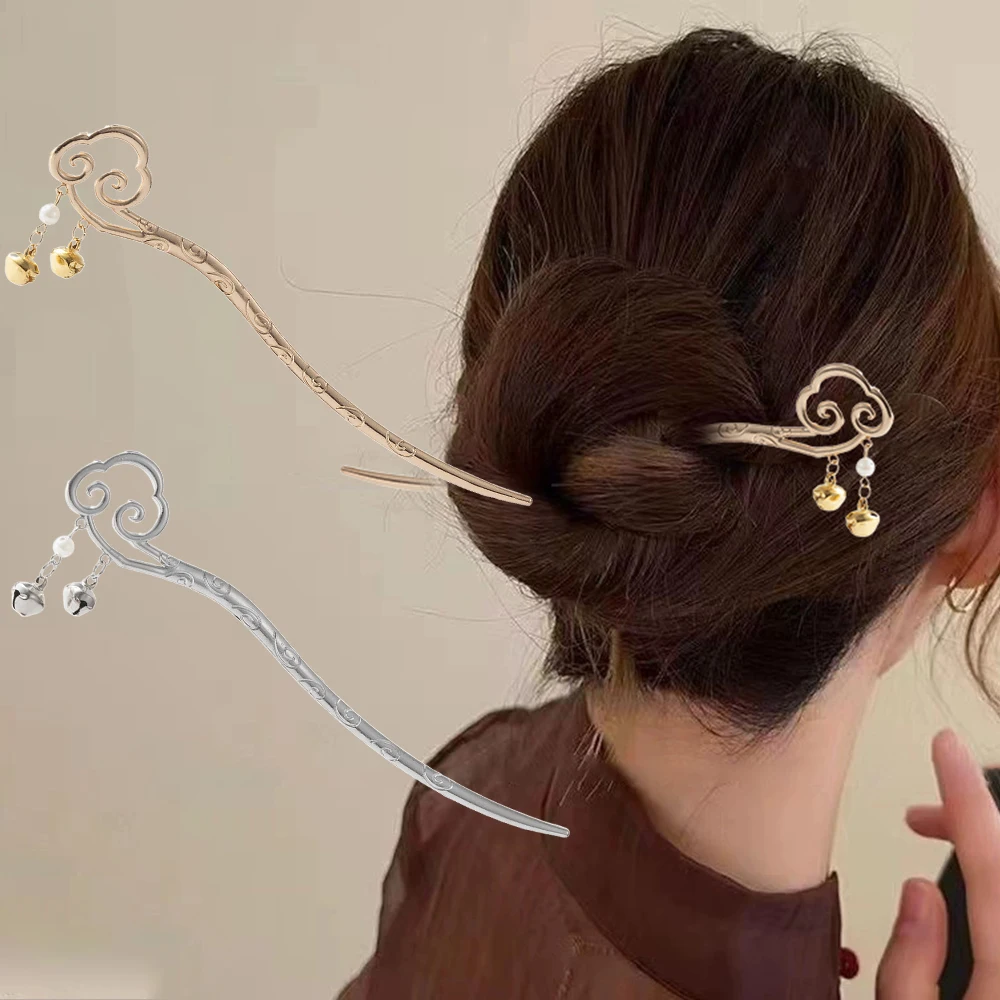Chinesischen Stil Quaste Auspicious Glocke Haar Sticks Haarnadel Haar Clip Für Frauen Haar Gabel Brötchen Haarnadeln Haar Zubehör Ornamente