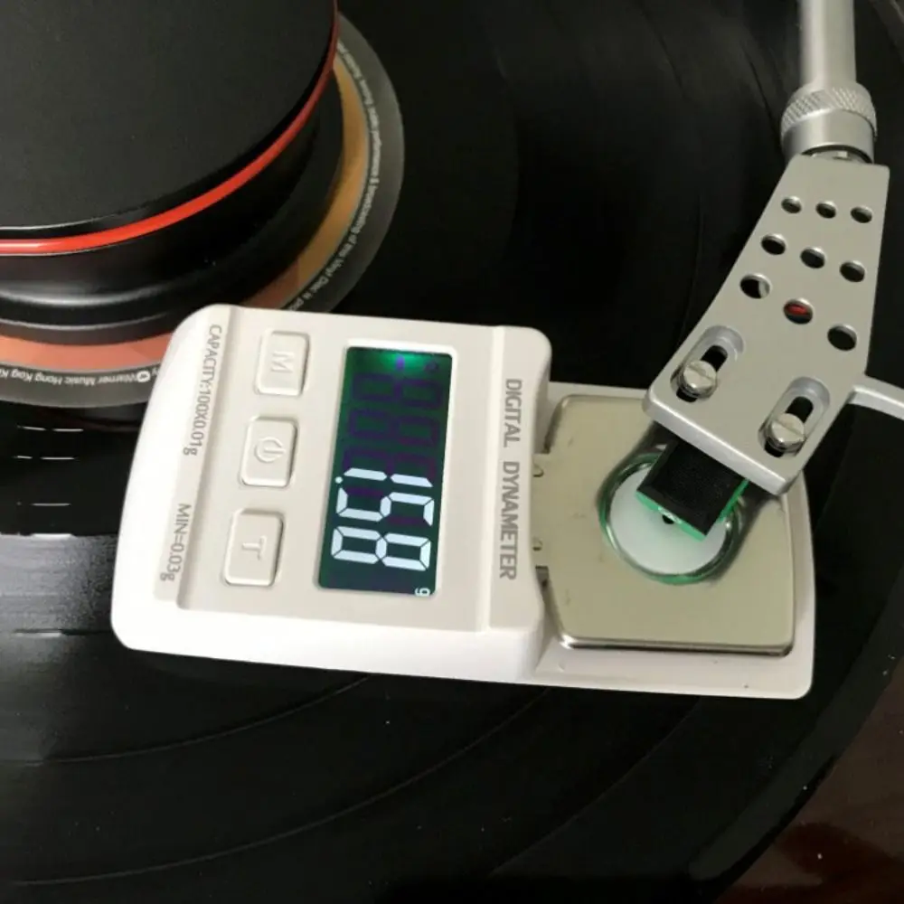 

Small Size Digital Turntable Force Scale Backlight Design LCD Screen Audio Needle Pressure Gauge Black Color Tracking Metal