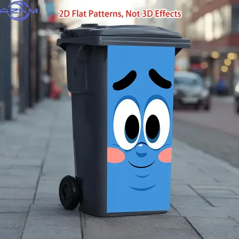 Trendy 2D Printed Decal Decor Ornament for Multipurpose Household Waste Dustbin