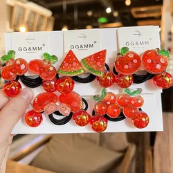 2PCS New Lovely Red Shining Girls Elastic Hair Bands Hair Accessories Children Hair Ties Baby Headwear